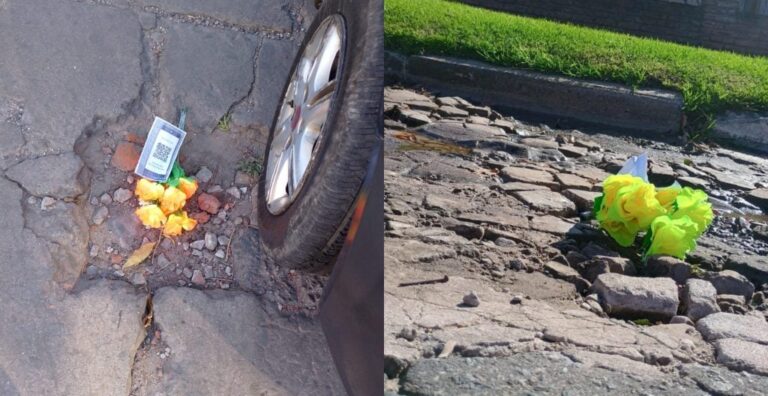 “Flor de bache”, una campaña para advertir el mal estado de las calles