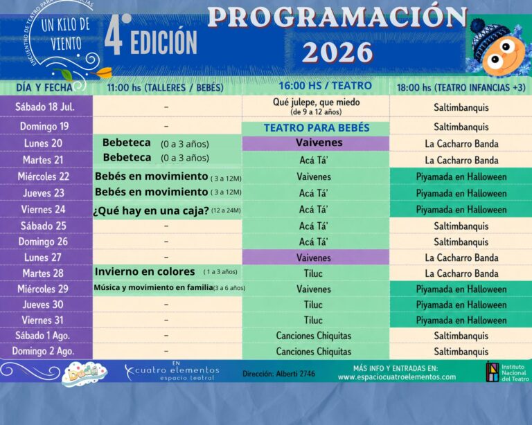 «UN KILO DE VIENTO»  PROGRAMACIÓN PARA BEBÉS, NIÑAS, NIÑOS Y FAMILIAS