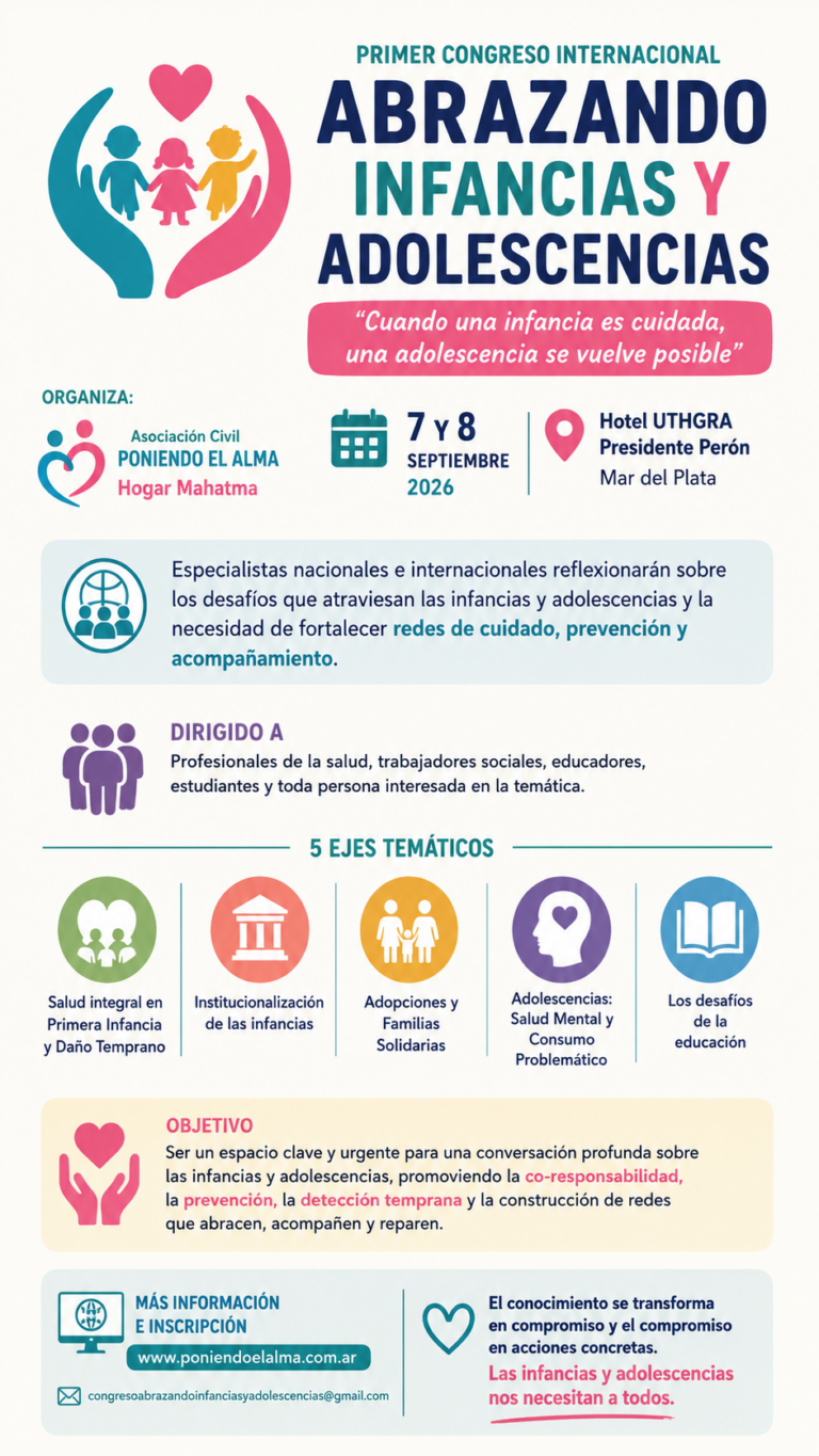 «Abrazando Infancias y Adolescencias»: un congreso internacional para poner a la niñez en el centro de la agenda
